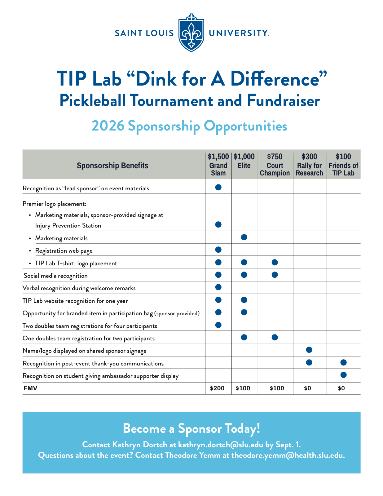 2026 TIP Lab pickleball tournament sponsorship opportunities and benefits by tier
